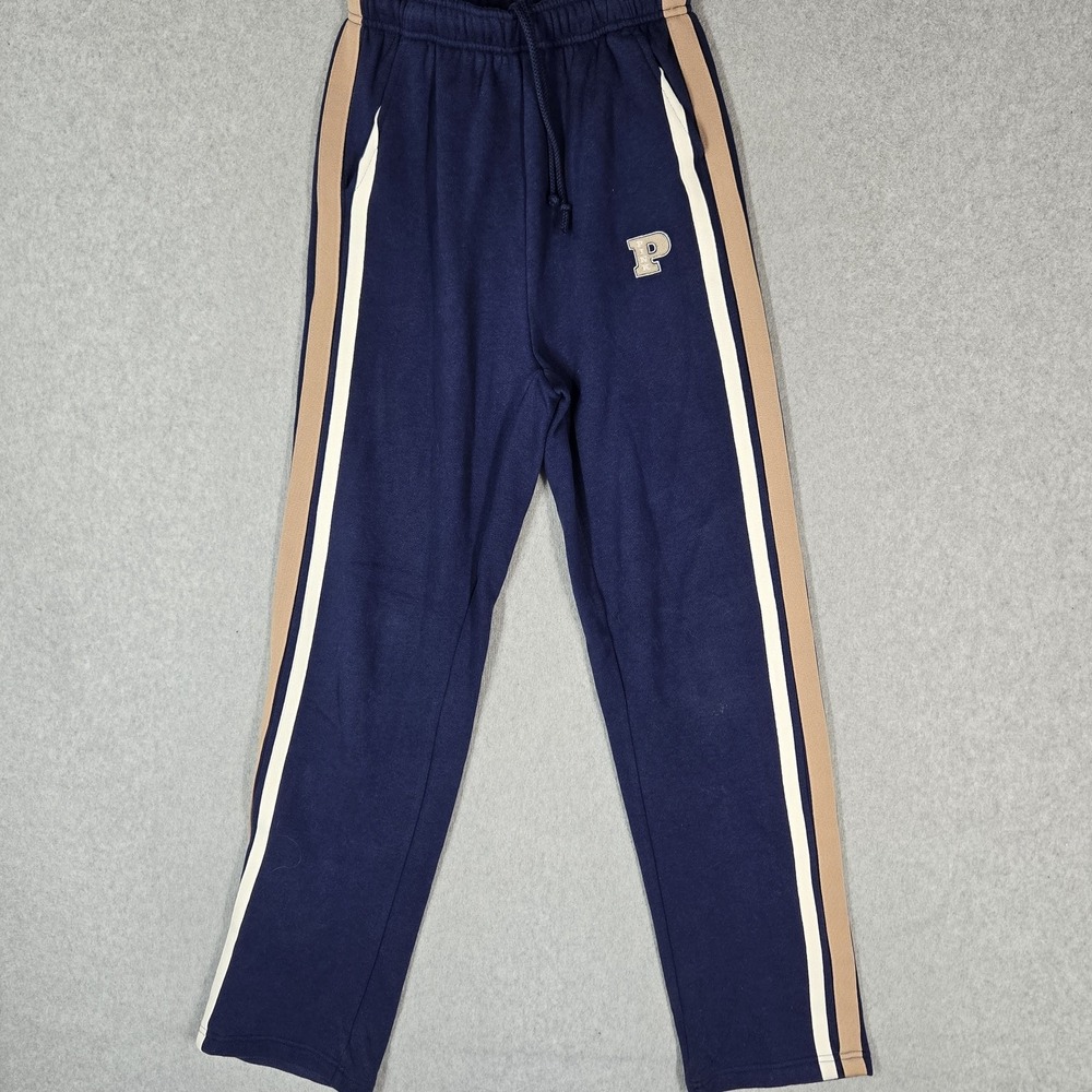 PINK Women Activewear Pants XS Navy Embroidered Sweatpants Striped Ivy Fleece